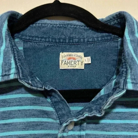 Faherty Mens Striped Polo - Size Large - Picture 3 of 6